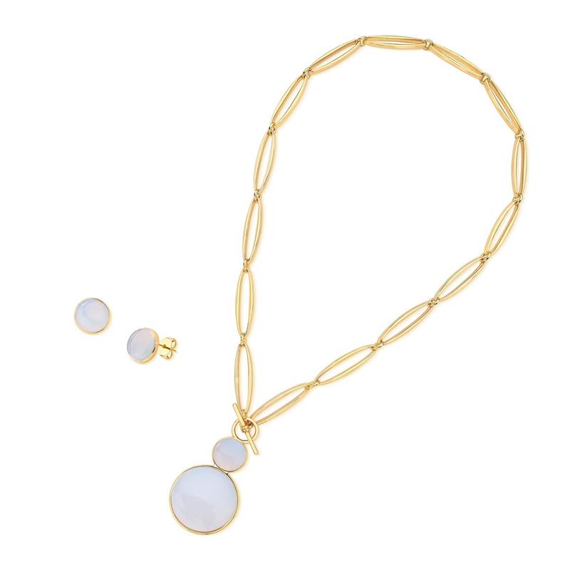 Conjunto Possebon Folheado a Ouro - Pedra Natural