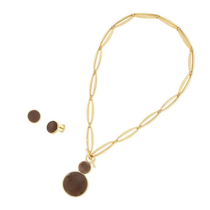 Conjunto Possebon Folheado a Ouro - Pedra Natural