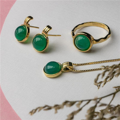 Conjunto Brilhato Pedras Naturais Brasileiras — Folheado a Ouro — OPALINA