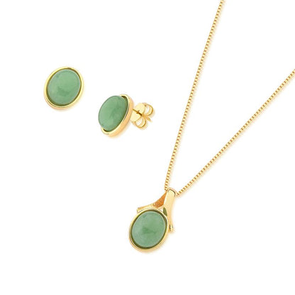 Conjunto Brilhato Pedras Naturais Brasileiras — Folheado a Ouro