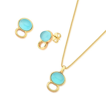 Conjunto Brilhato Pedras Naturais Brasileiras — Folheado a Ouro