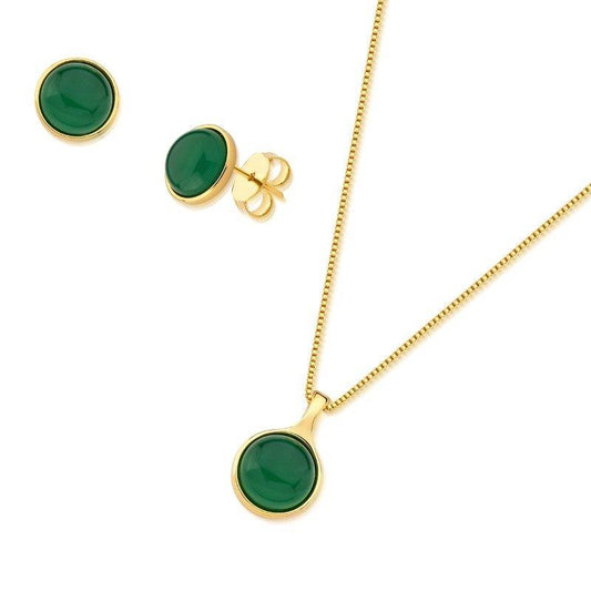 Conjunto Brilhato Pedras Naturais Brasileiras — Folheado a Ouro — OBSIDIANA