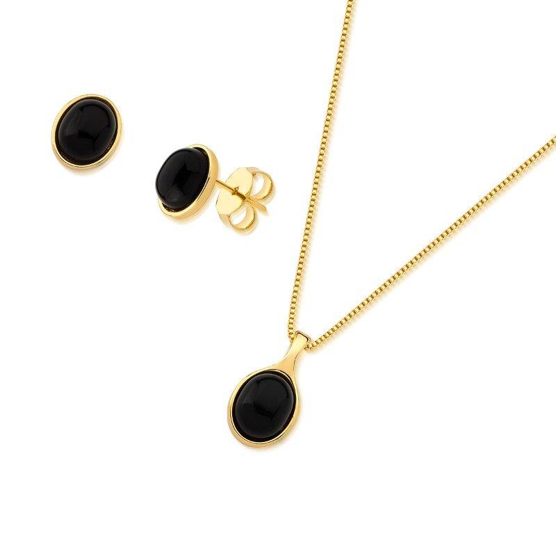 Conjunto Brilhato Pedras Naturais Brasileiras — Folheado a Ouro