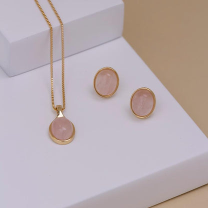 Conjunto Brilhato Pedras Naturais Brasileiras — Folheado a Ouro