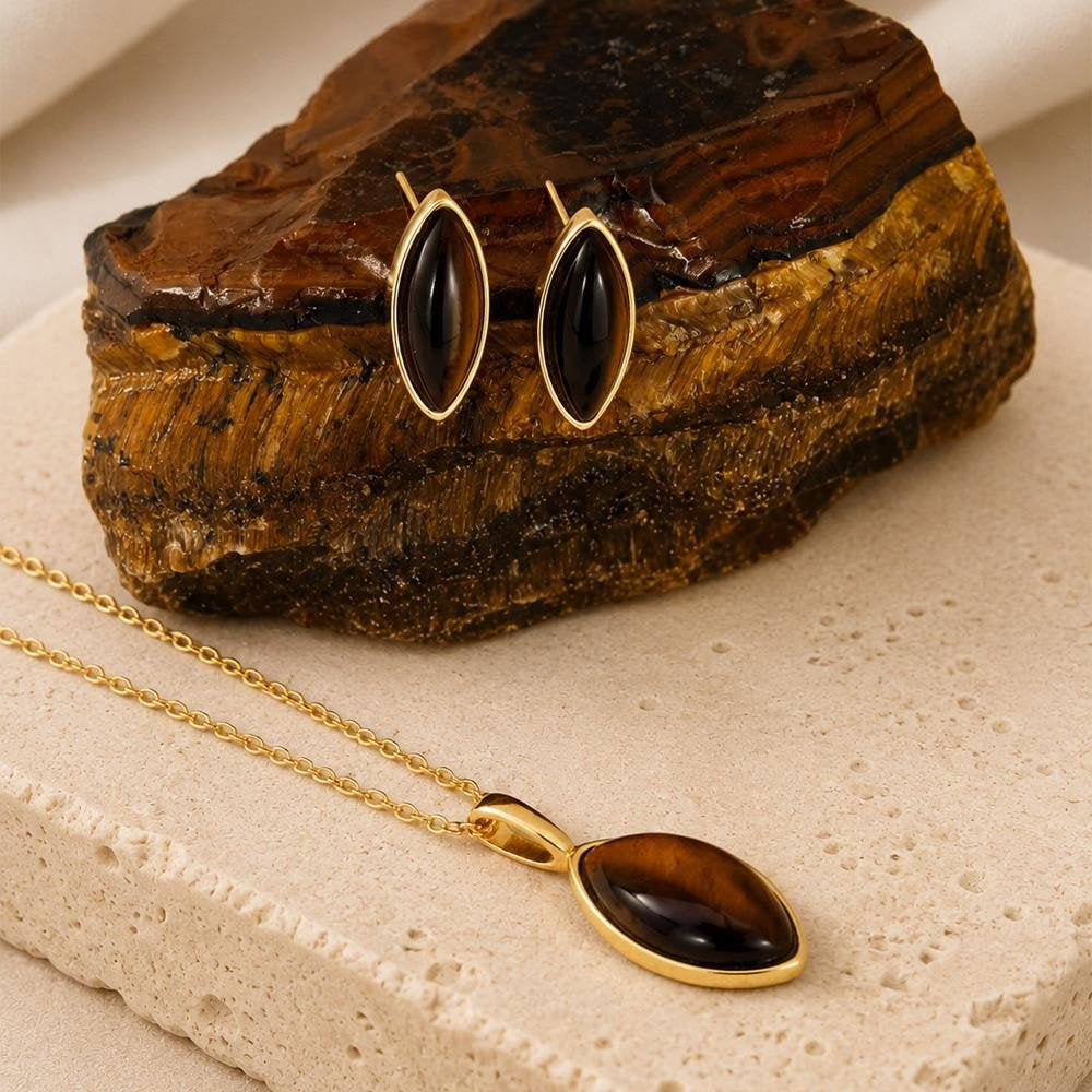 Conjunto Brilhato folheado a ouro com pedras naturais - foto 11