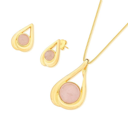 Conjunto Brilhato Pedras Naturais Brasileiras — Folheado a Ouro