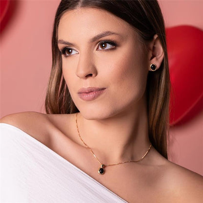 Conjunto Possebon Folheado a Ouro - Pedra Natural