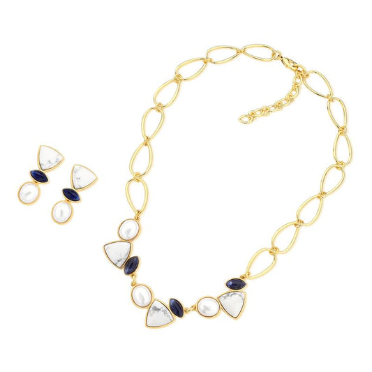 Conjunto Brilhato Pedras Naturais Brasileiras — Folheado a Ouro