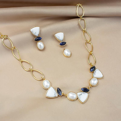 Conjunto Brilhato Pedras Naturais Brasileiras — Folheado a Ouro