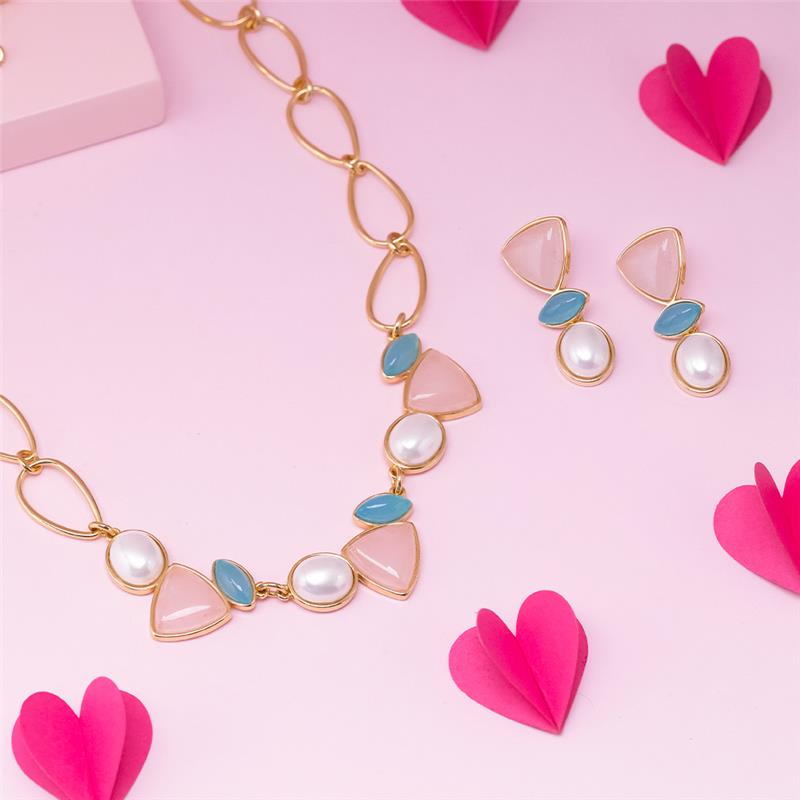 Conjunto Brilhato Pedras Naturais Brasileiras — Folheado a Ouro