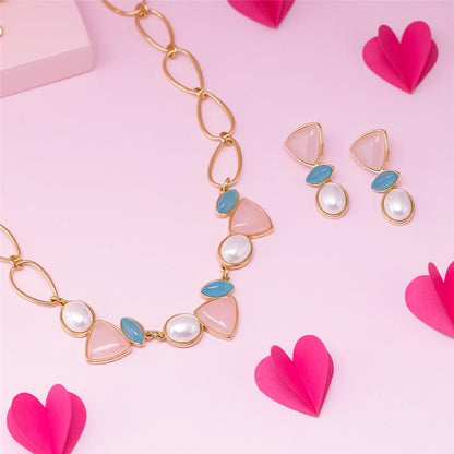 Conjunto Brilhato Pedras Naturais Brasileiras — Folheado a Ouro