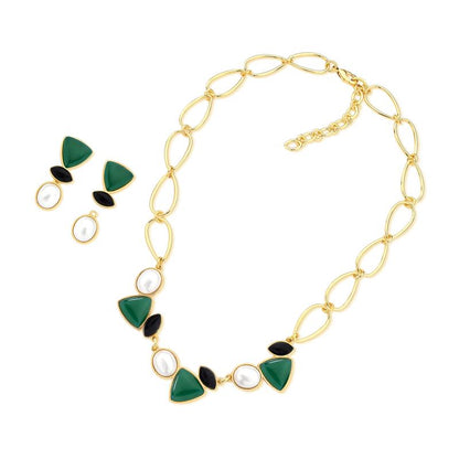 Conjunto Brilhato Pedras Naturais Brasileiras — Folheado a Ouro