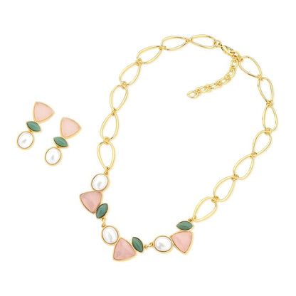 Conjunto Brilhato Pedras Naturais Brasileiras — Folheado a Ouro