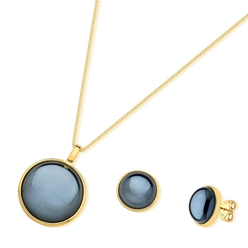Conjunto Brilhato folheado a ouro com pedra natural perolada - foto 2