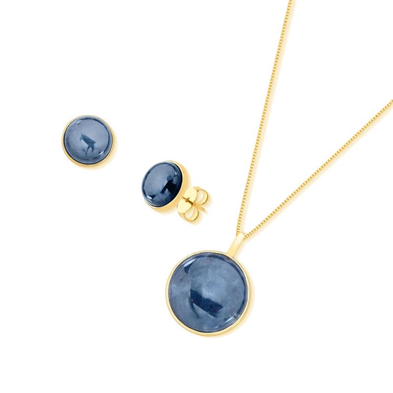 Conjunto Brilhato folheado a ouro com pedra natural perolada - foto 7