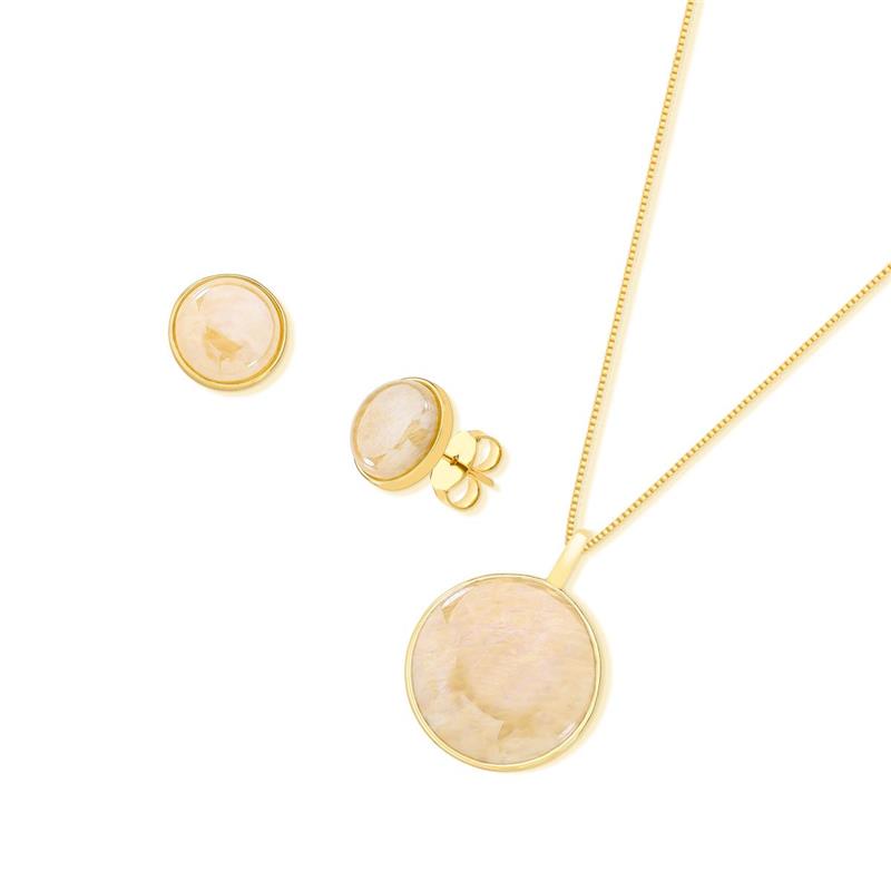 Conjunto Brilhato folheado a ouro com pedra natural perolada - foto 10