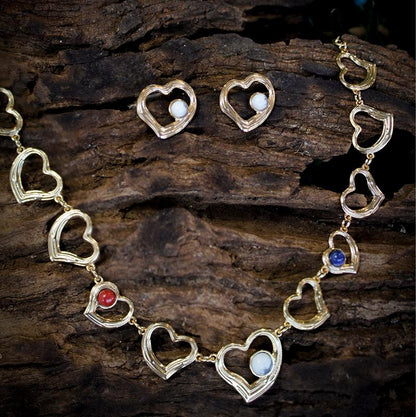 Conjunto Brilhato Pedras Naturais Brasileiras — Folheado a Ouro