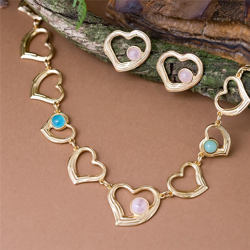 Conjunto Brilhato Pedras Naturais Brasileiras — Folheado a Ouro