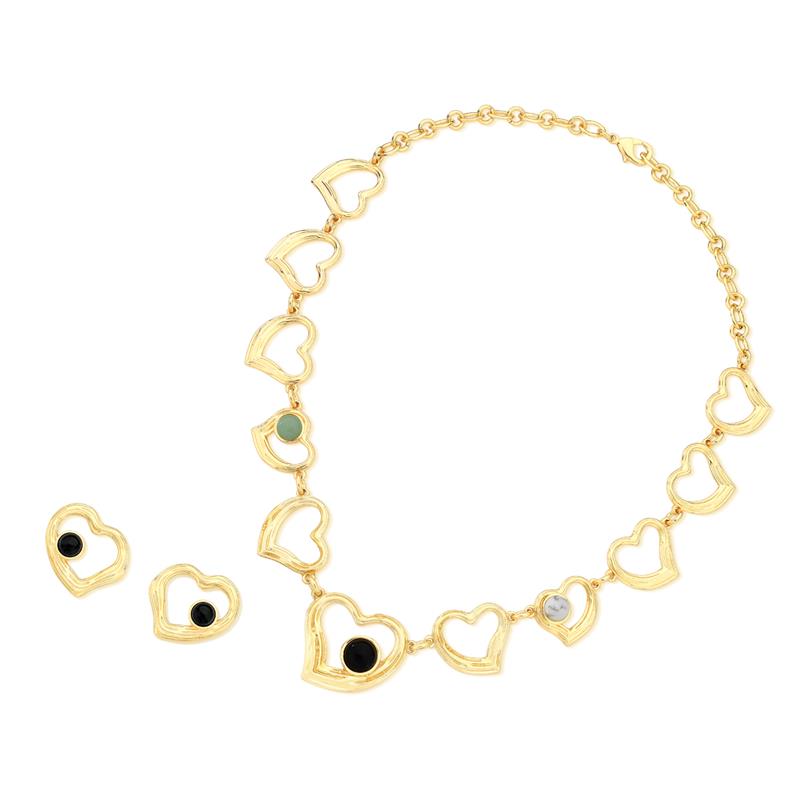 Conjunto Brilhato Pedras Naturais Brasileiras — Folheado a Ouro