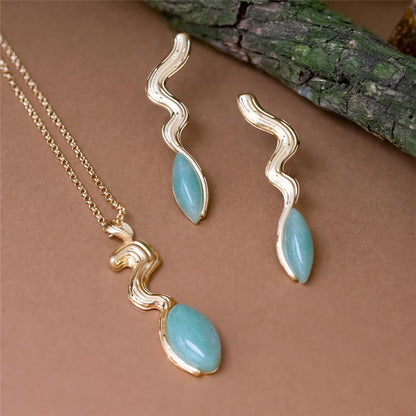 Conjunto Brilhato Pedras Naturais Brasileiras — Folheado a Ouro