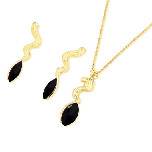 Conjunto Brilhato Pedras Naturais Brasileiras — Folheado a Ouro