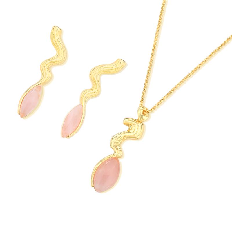Conjunto Brilhato Pedras Naturais Brasileiras — Folheado a Ouro