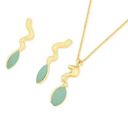 Conjunto Brilhato Pedras Naturais Brasileiras — Folheado a Ouro