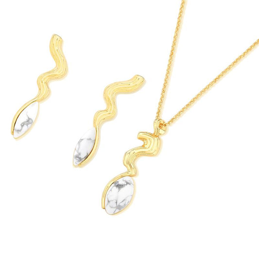 Conjunto Brilhato Pedras Naturais Brasileiras — Folheado a Ouro