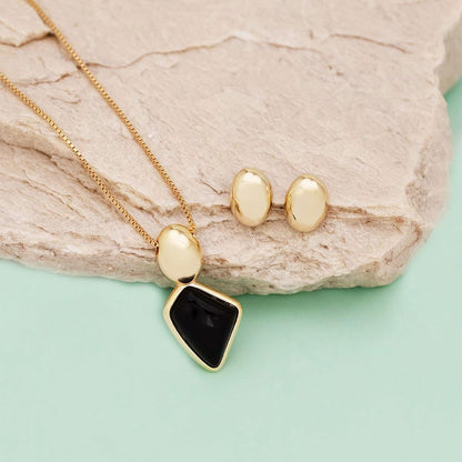 Conjunto Brilhato Pedras Naturais Brasileiras — Folheado a Ouro
