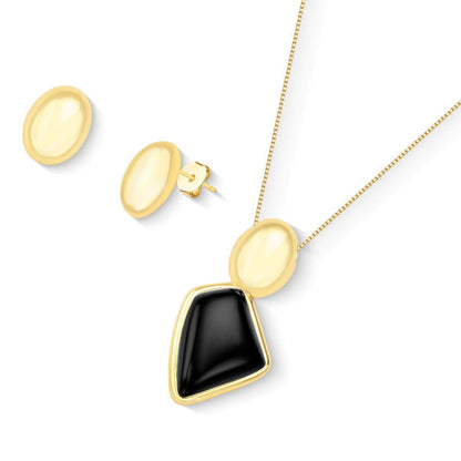 Conjunto Brilhato Pedras Naturais Brasileiras — Folheado a Ouro