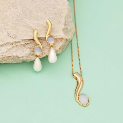 Conjunto Brilhato Pedras Naturais Brasileiras — Folheado a Ouro — SODALITA