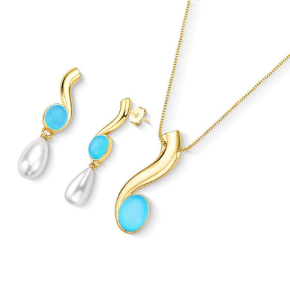 Conjunto Brilhato Pedras Naturais Brasileiras — Folheado a Ouro