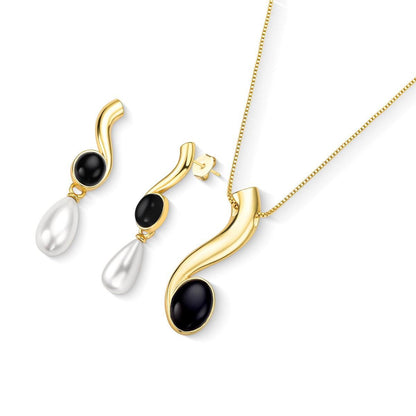 Conjunto Brilhato Pedras Naturais Brasileiras — Folheado a Ouro