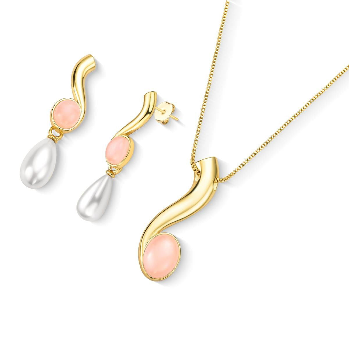 Conjunto Brilhato Pedras Naturais Brasileiras — Folheado a Ouro
