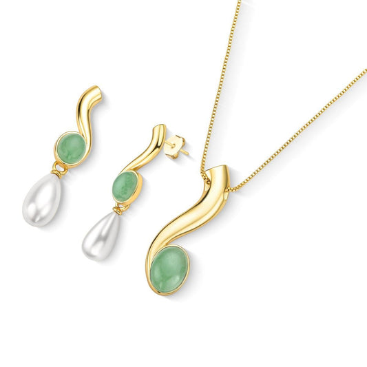 Conjunto Brilhato Pedras Naturais Brasileiras — Folheado a Ouro — AMETISTA