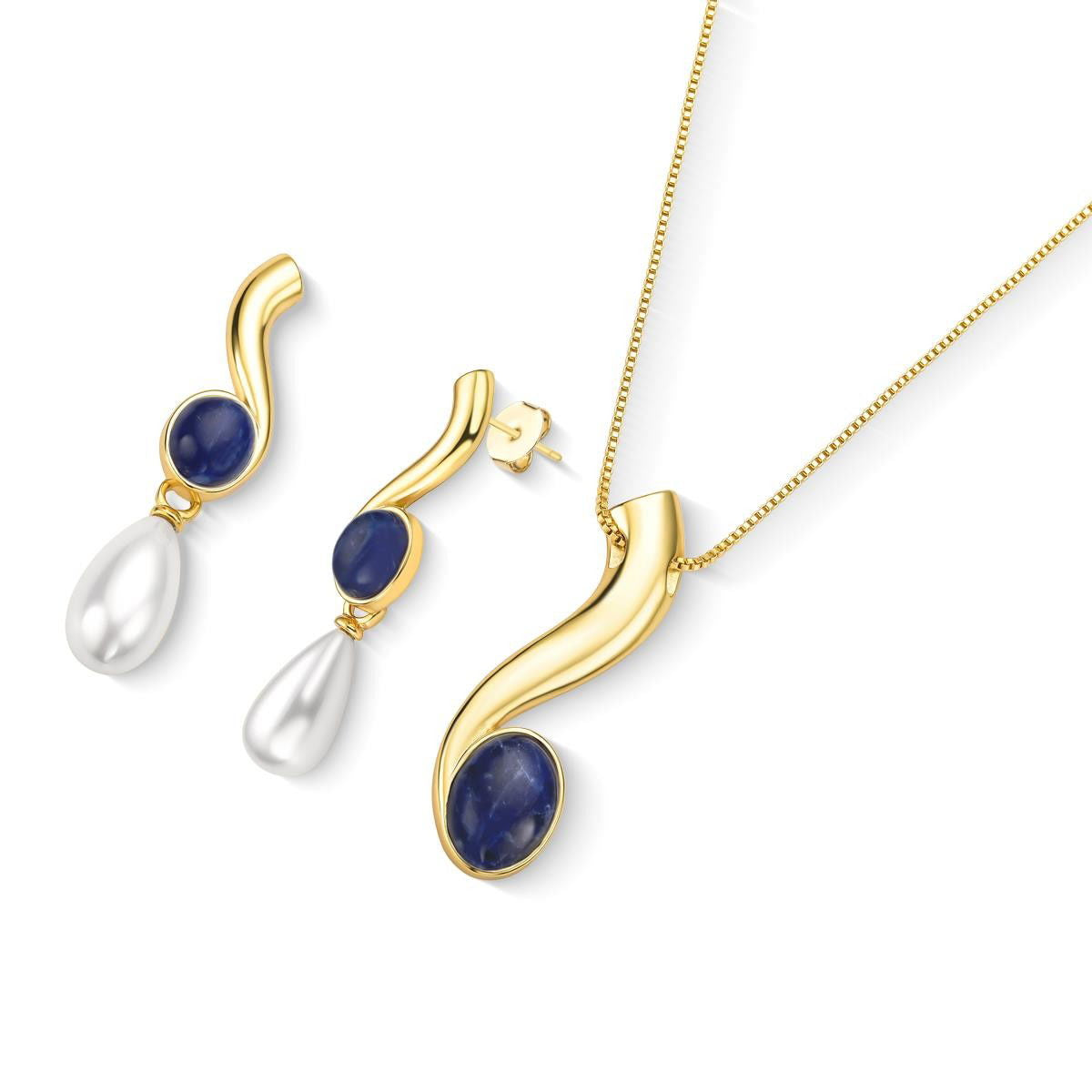 Conjunto Brilhato Pedras Naturais Brasileiras — Folheado a Ouro