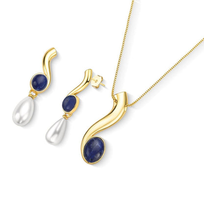 Conjunto Brilhato Pedras Naturais Brasileiras — Folheado a Ouro