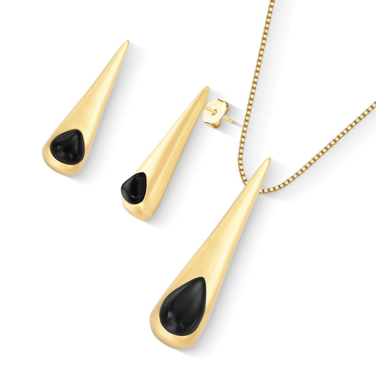 Conjunto Brilhato Pedras Naturais Brasileiras — Folheado a Ouro — QUARTZO ROSA
