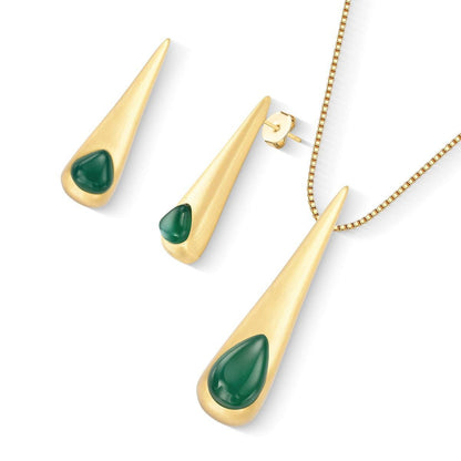 Conjunto Brilhato Pedras Naturais Brasileiras — Folheado a Ouro