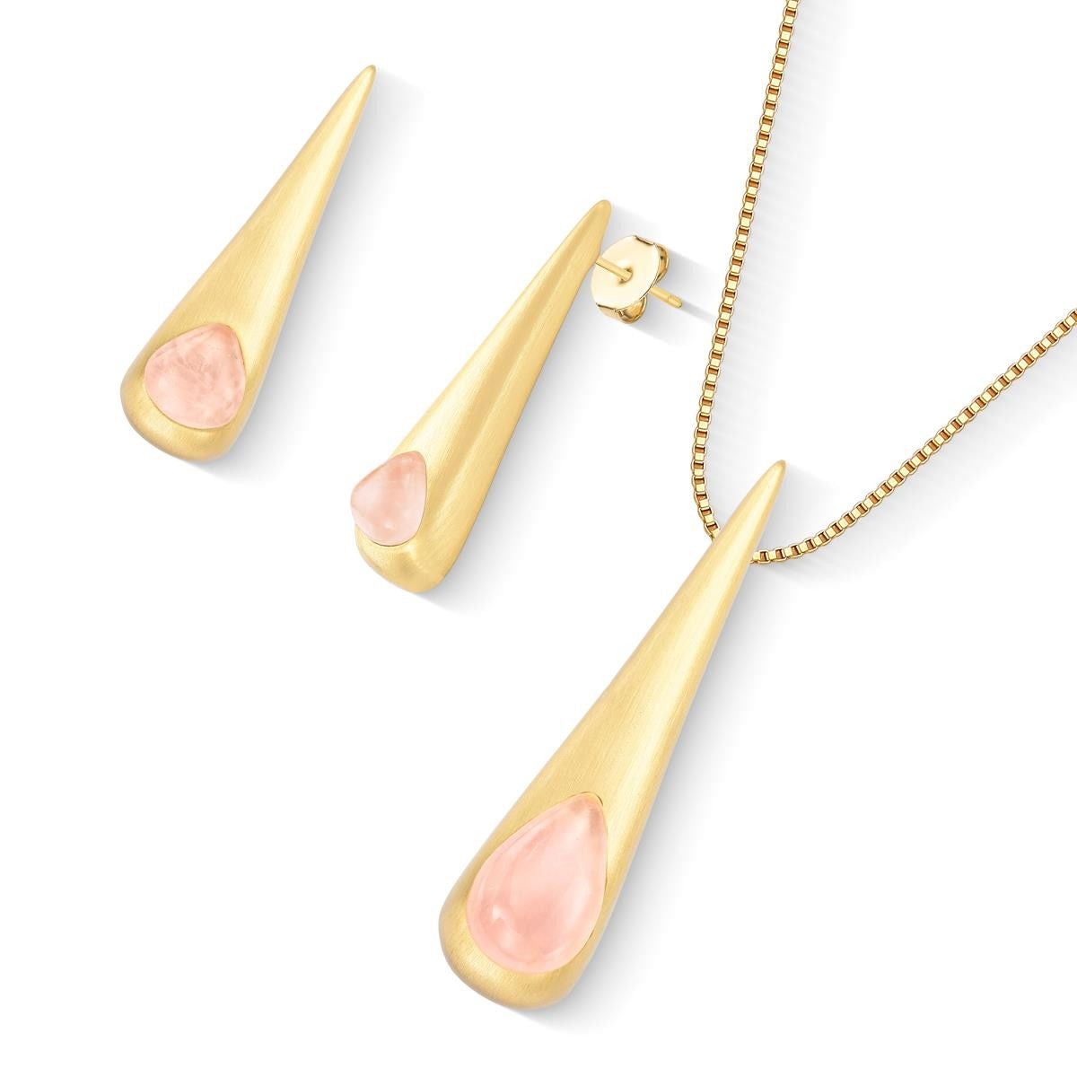 Conjunto Brilhato Pedras Naturais Brasileiras — Folheado a Ouro
