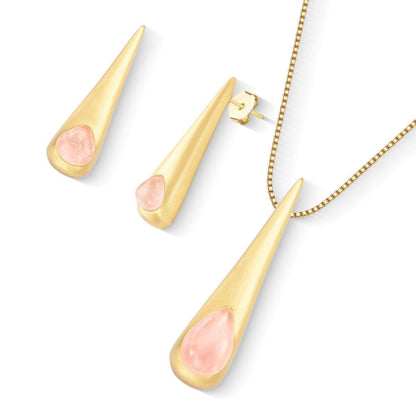 Conjunto Brilhato Pedras Naturais Brasileiras — Folheado a Ouro