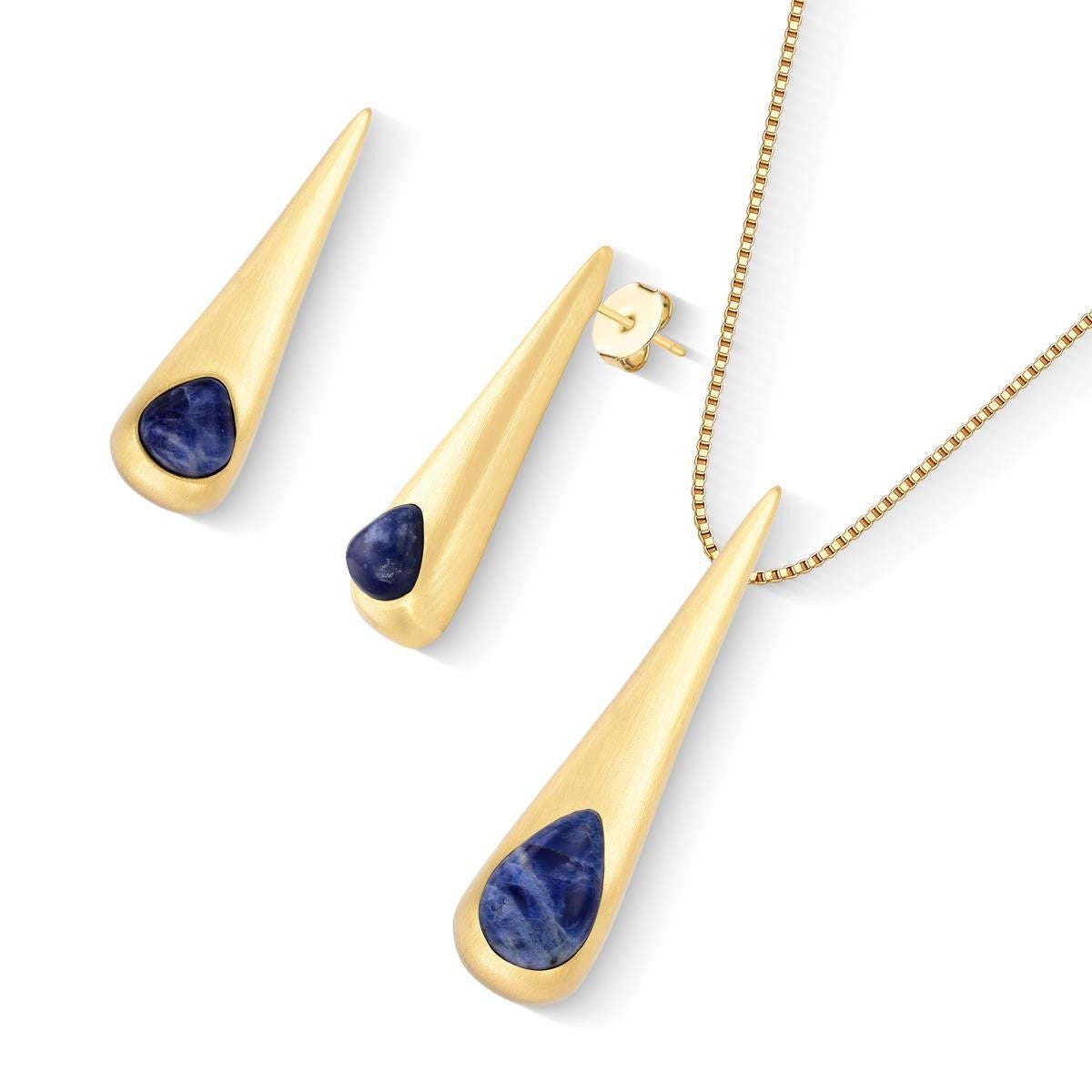 Conjunto Brilhato Pedras Naturais Brasileiras — Folheado a Ouro