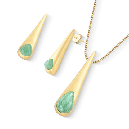 Conjunto Brilhato Pedras Naturais Brasileiras — Folheado a Ouro — AMETISTA