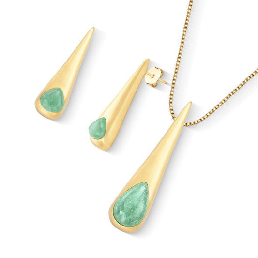 Conjunto Brilhato Pedras Naturais Brasileiras — Folheado a Ouro — AMETISTA