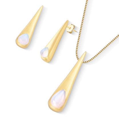 Conjunto Brilhato Pedras Naturais Brasileiras — Folheado a Ouro