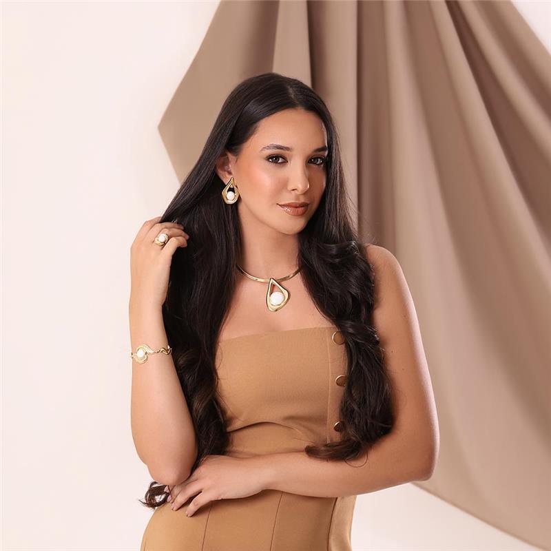 Conjunto Possebon Folheado a Ouro - Pedra Natural