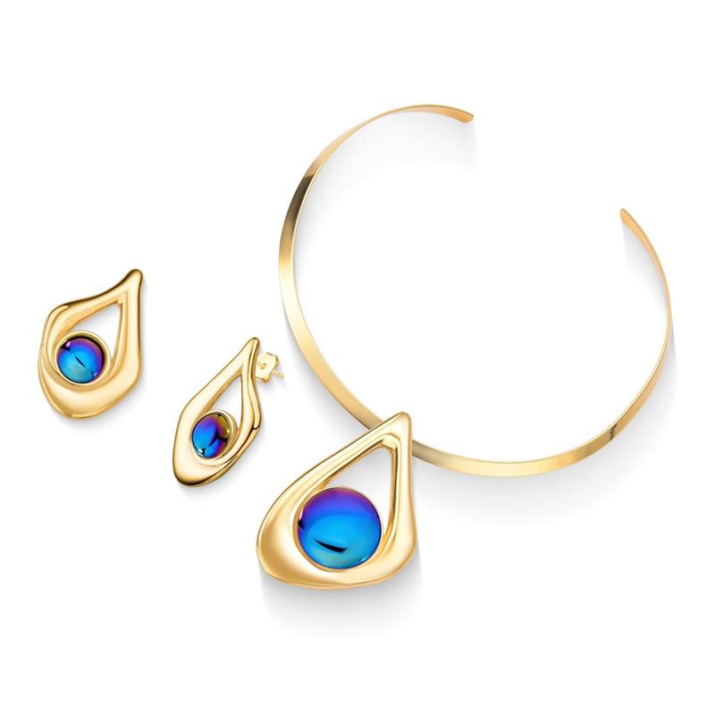 Conjunto Possebon Folheado a Ouro - Pedra Natural