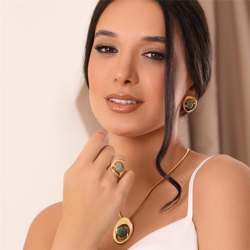 CONJUNTO FOLHEADO A OURO