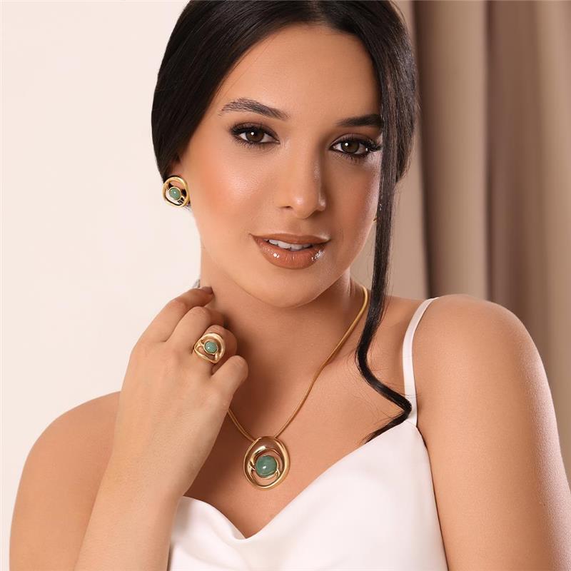 CONJUNTO FOLHEADO A OURO