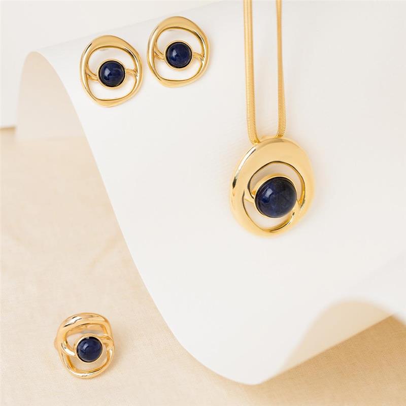 Conjunto Brilhato Pedras Naturais Brasileiras — Folheado a Ouro